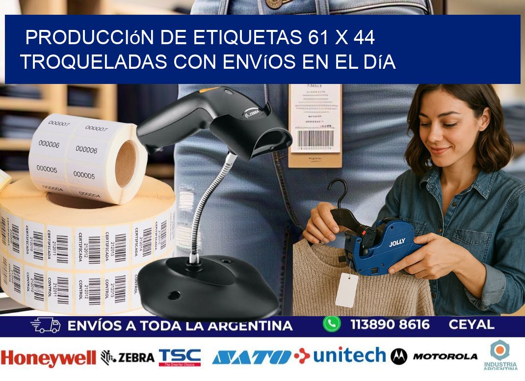 Producción de etiquetas 61 x 44 troqueladas con envíos en el día