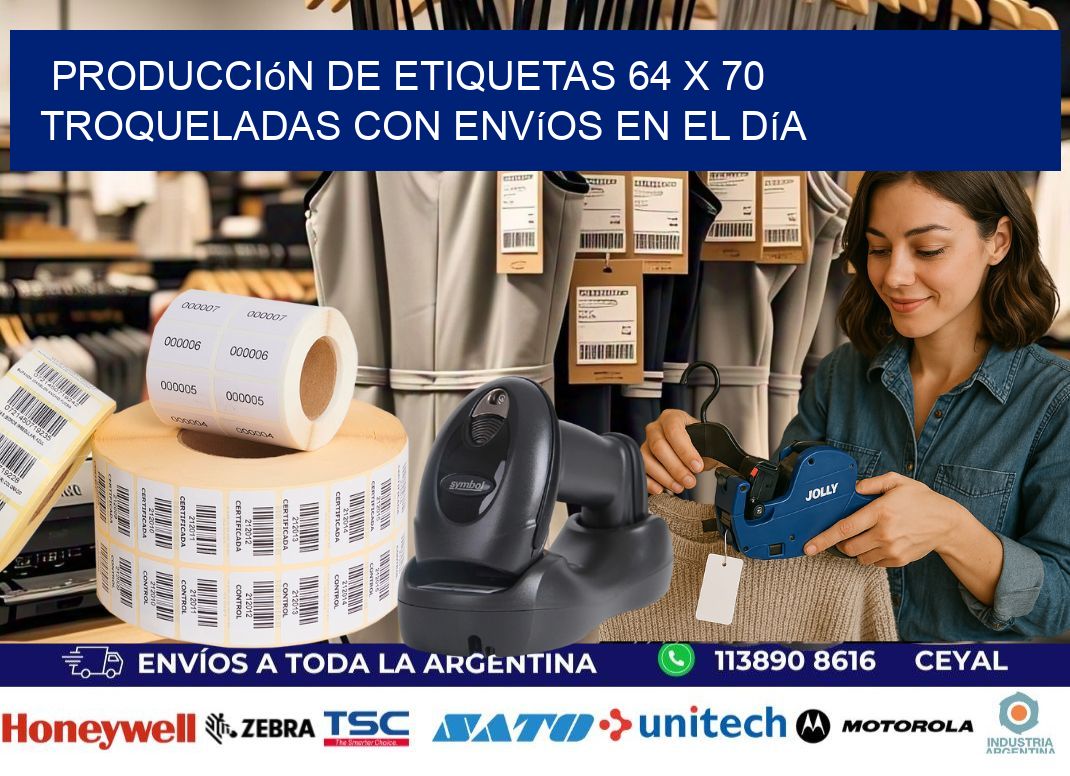 Producción de etiquetas 64 x 70 troqueladas con envíos en el día
