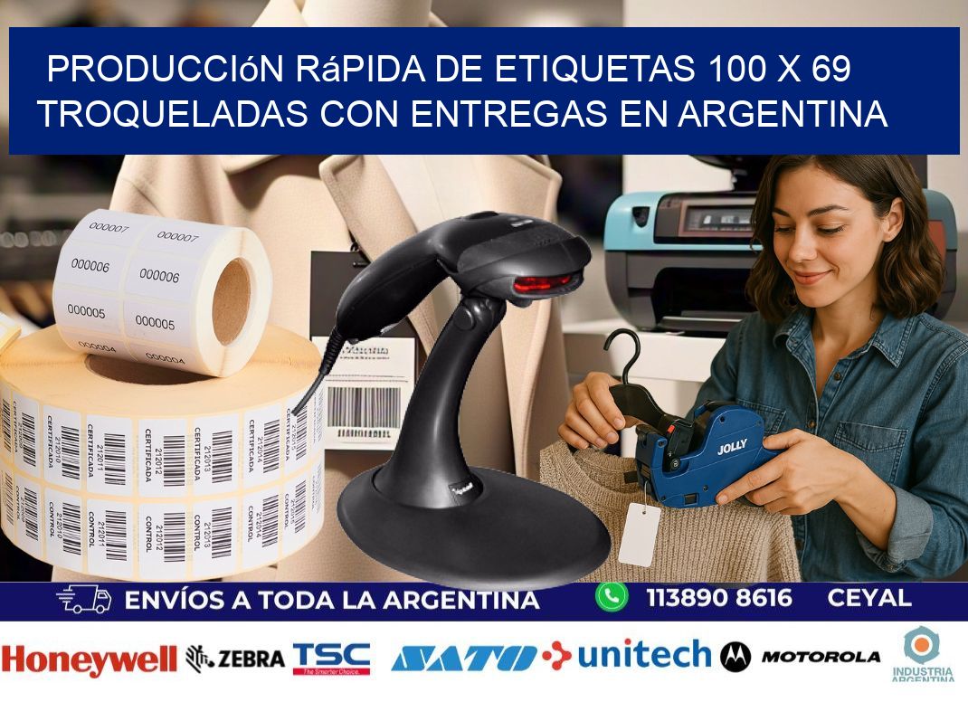 Producción rápida de etiquetas 100 x 69 troqueladas con entregas en Argentina