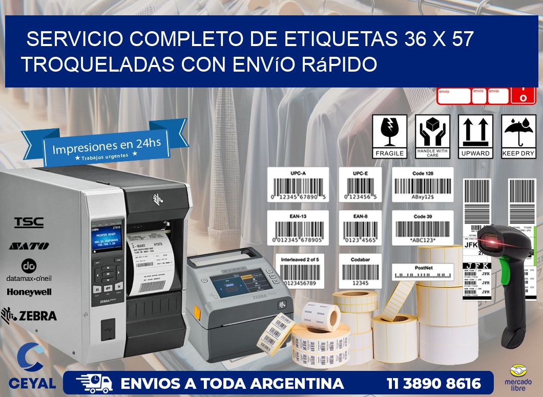 Servicio completo de etiquetas 36 x 57 troqueladas con envío rápido