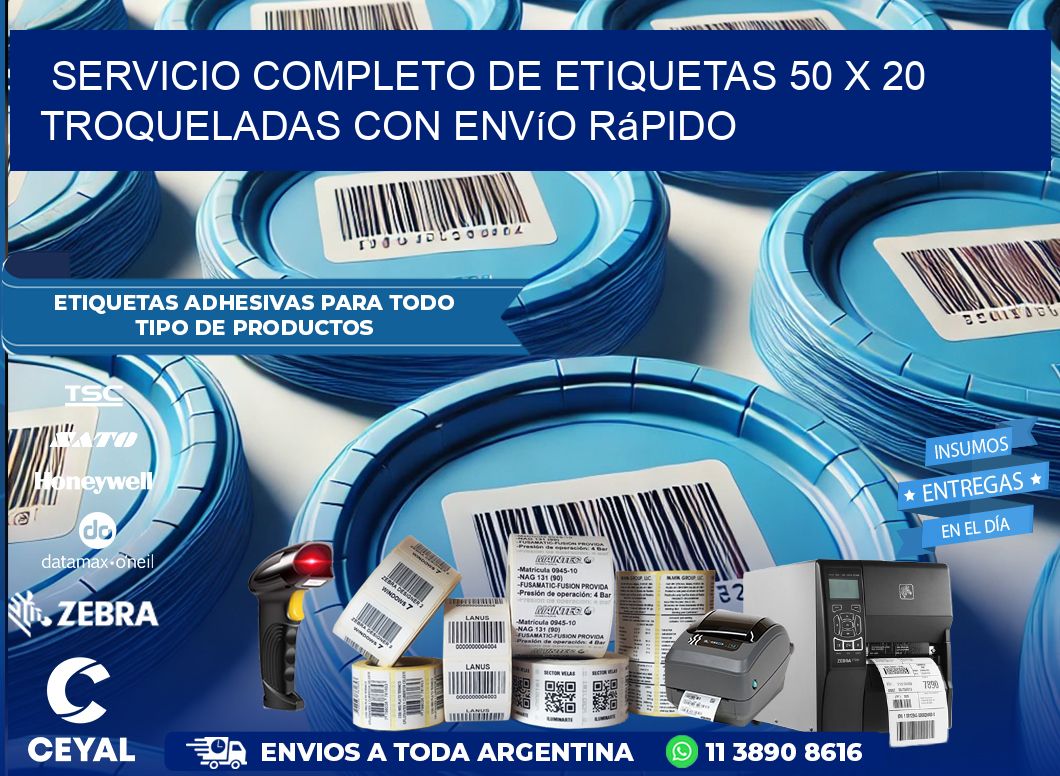 Servicio completo de etiquetas 50 x 20 troqueladas con envío rápido