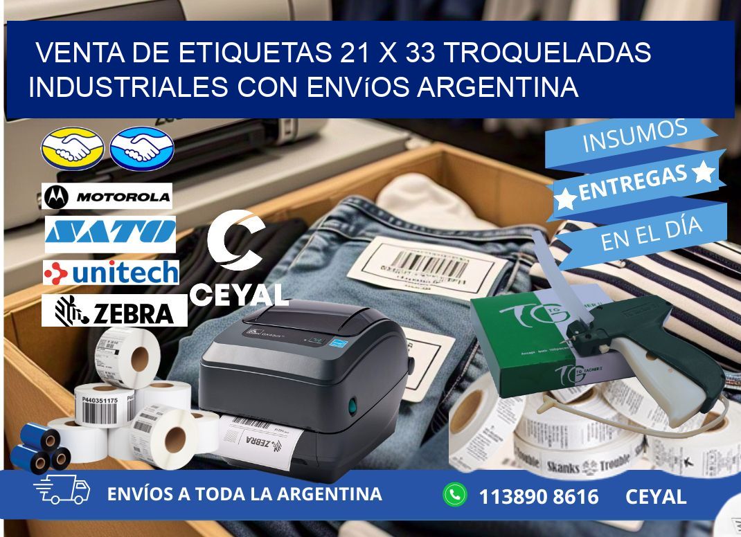 Venta de etiquetas 21 x 33 troqueladas industriales con envíos Argentina
