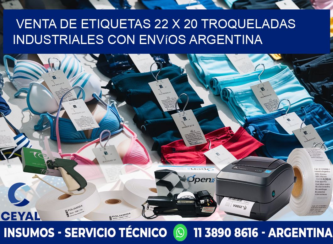 Venta de etiquetas 22 x 20 troqueladas industriales con envíos Argentina