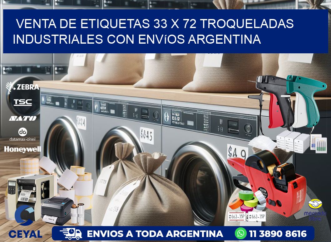 Venta de etiquetas 33 x 72 troqueladas industriales con envíos Argentina