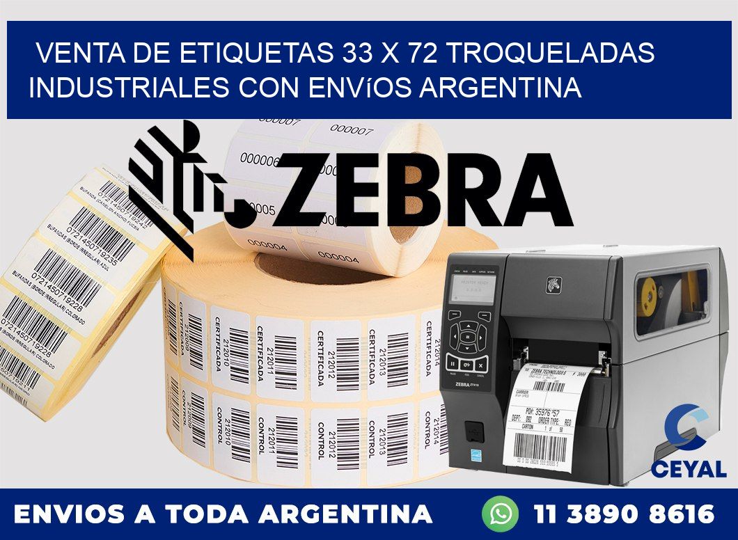Venta de etiquetas 33 x 72 troqueladas industriales con envíos Argentina
