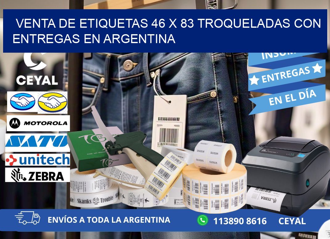 Venta de etiquetas 46 x 83 troqueladas con entregas en Argentina
