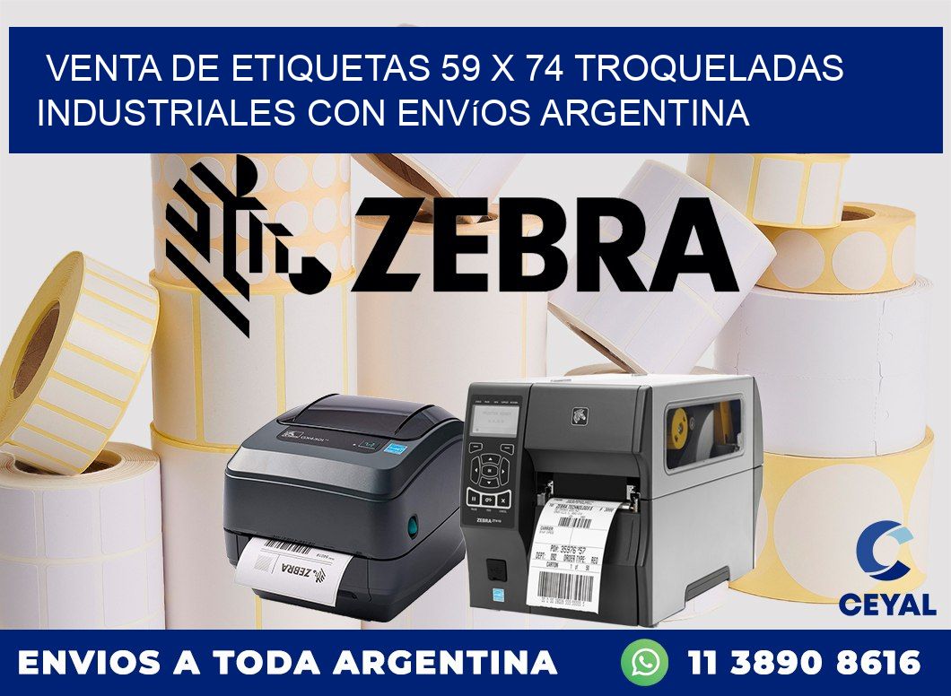 Venta de etiquetas 59 x 74 troqueladas industriales con envíos Argentina
