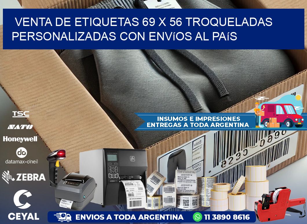 Venta de etiquetas 69 x 56 troqueladas personalizadas con envíos al país