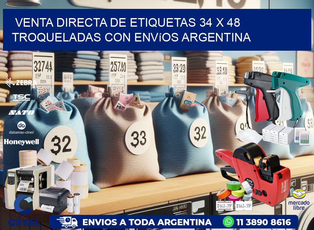 Venta directa de etiquetas 34 x 48 troqueladas con envíos Argentina