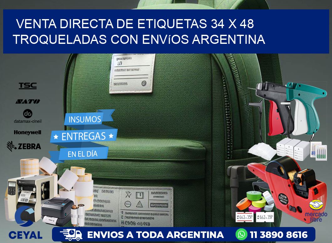 Venta directa de etiquetas 34 x 48 troqueladas con envíos Argentina