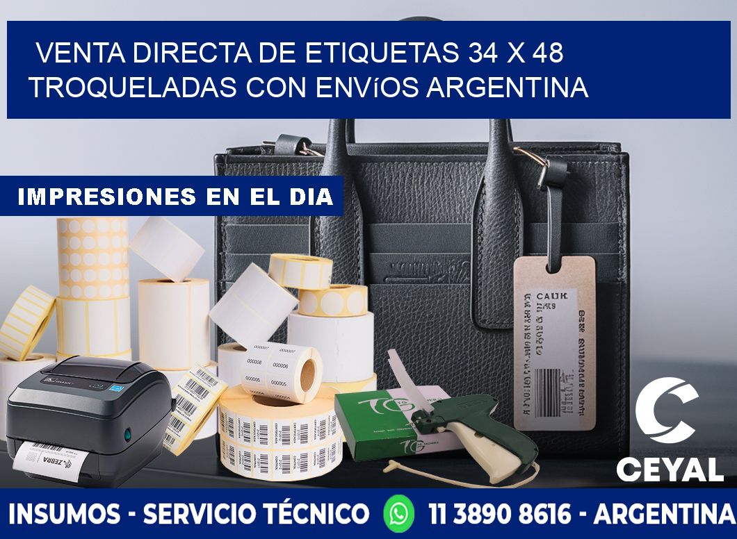 Venta directa de etiquetas 34 x 48 troqueladas con envíos Argentina