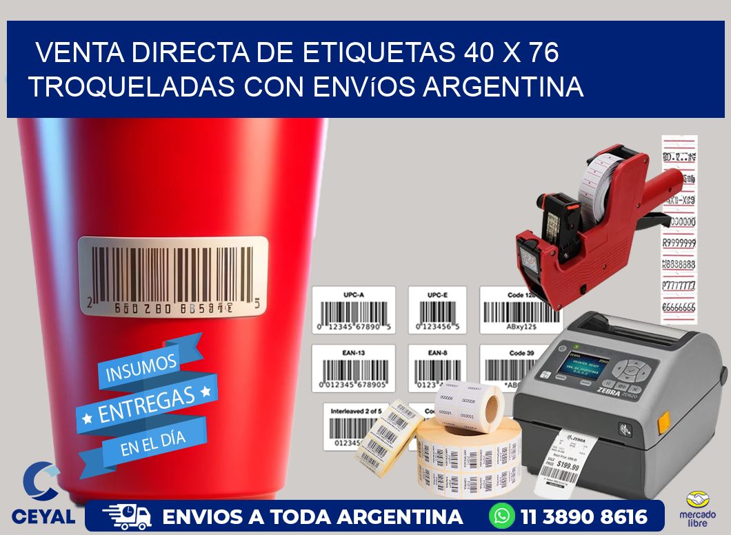 Venta directa de etiquetas 40 x 76 troqueladas con envíos Argentina
