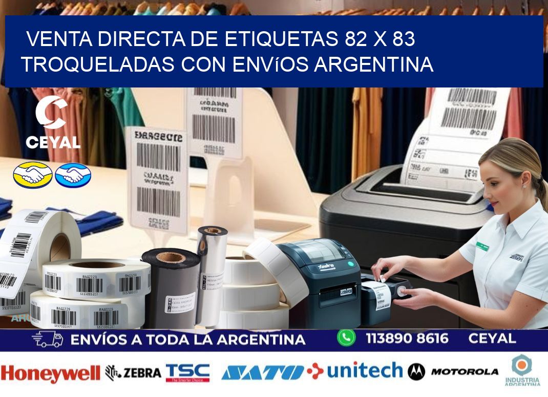 Venta directa de etiquetas 82 x 83 troqueladas con envíos Argentina