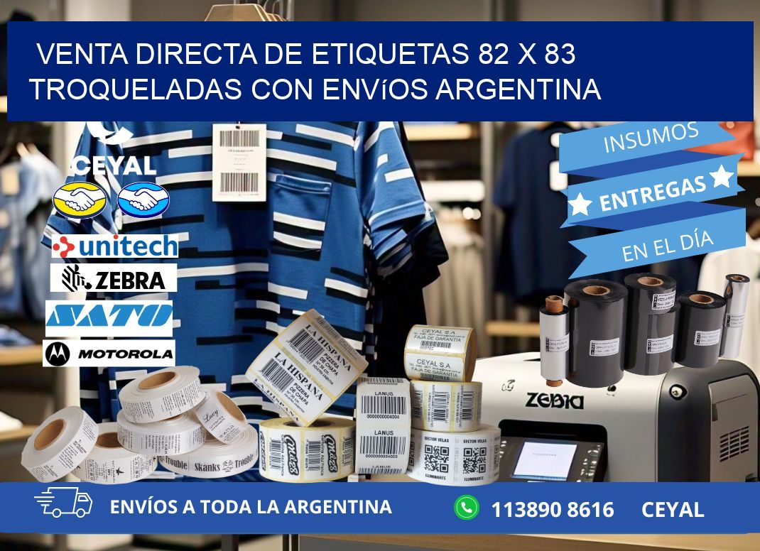 Venta directa de etiquetas 82 x 83 troqueladas con envíos Argentina