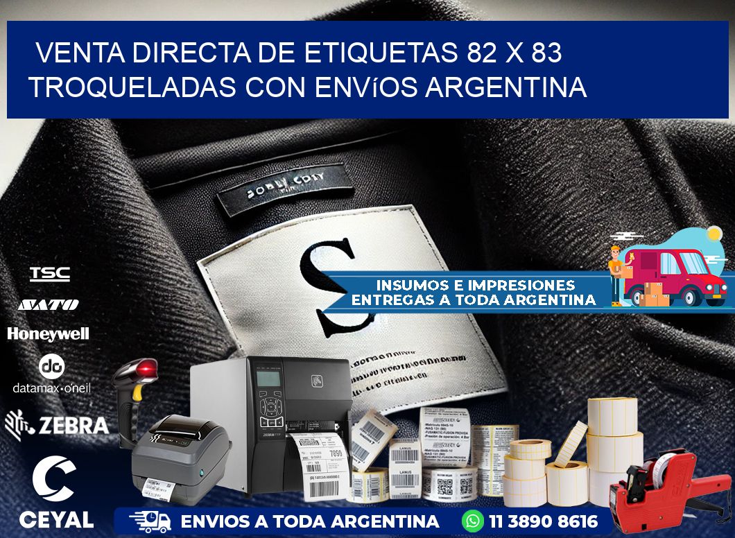 Venta directa de etiquetas 82 x 83 troqueladas con envíos Argentina