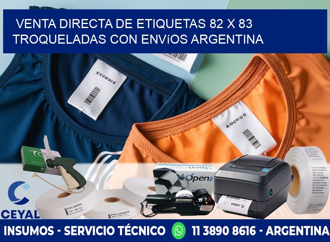 Venta directa de etiquetas 82 x 83 troqueladas con envíos Argentina