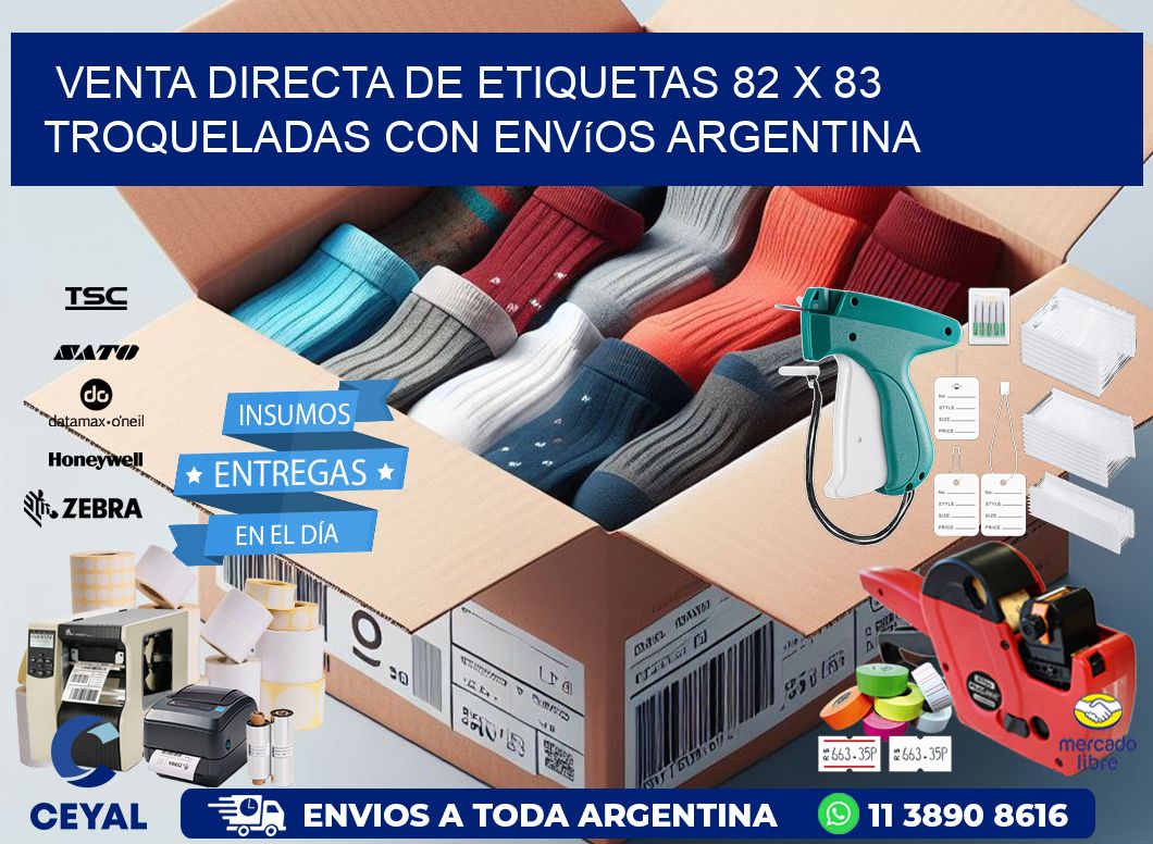 Venta directa de etiquetas 82 x 83 troqueladas con envíos Argentina