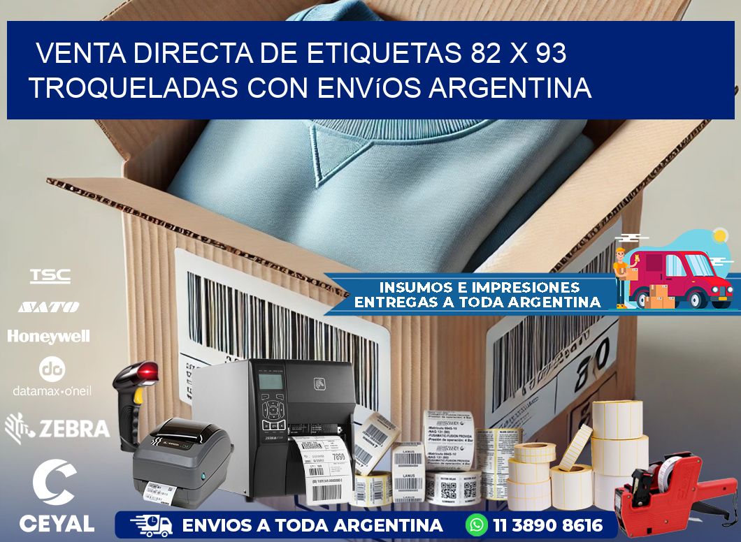 Venta directa de etiquetas 82 x 93 troqueladas con envíos Argentina