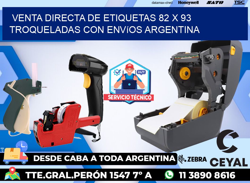 Venta directa de etiquetas 82 x 93 troqueladas con envíos Argentina