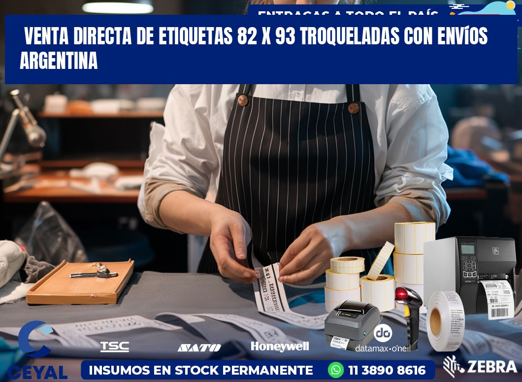 Venta directa de etiquetas 82 x 93 troqueladas con envíos Argentina