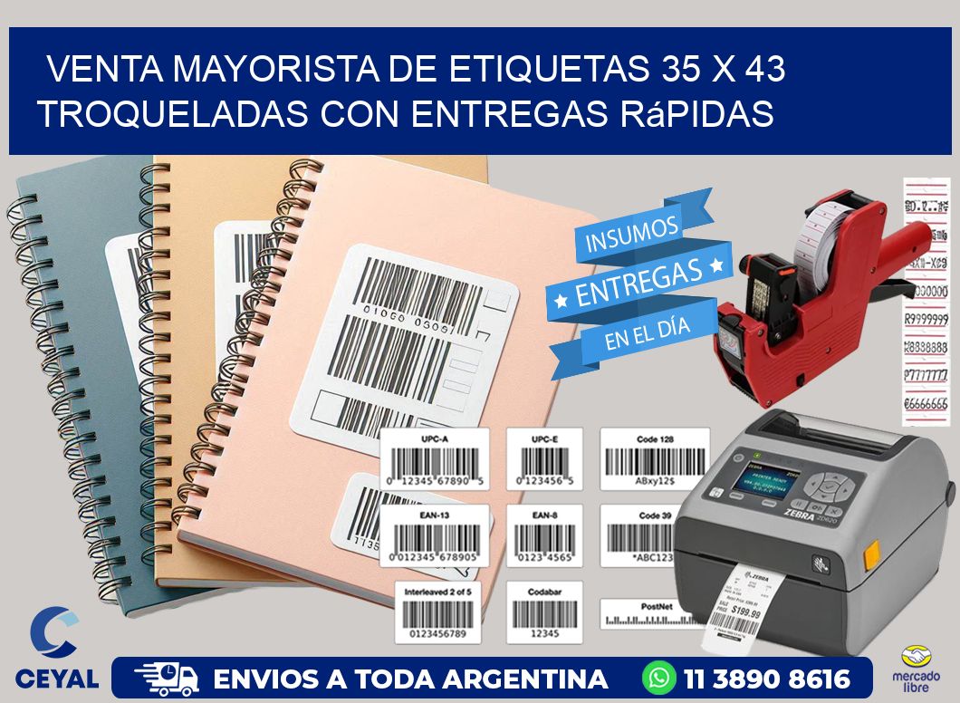 Venta mayorista de etiquetas 35 x 43 troqueladas con entregas rápidas