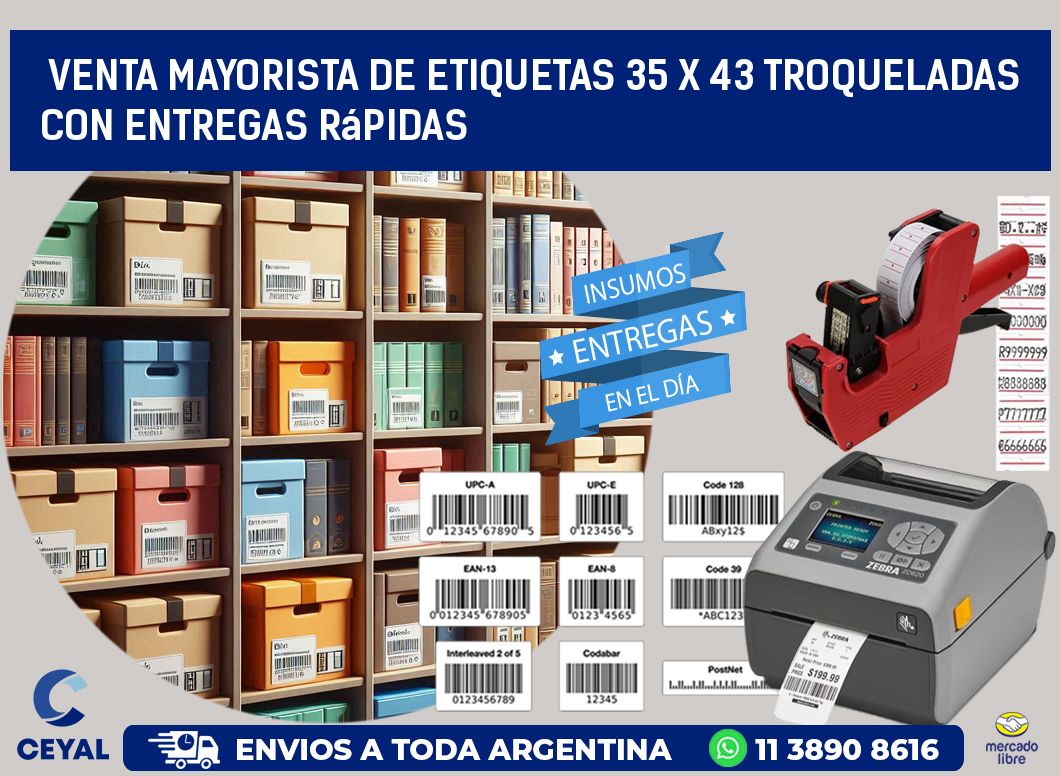 Venta mayorista de etiquetas 35 x 43 troqueladas con entregas rápidas