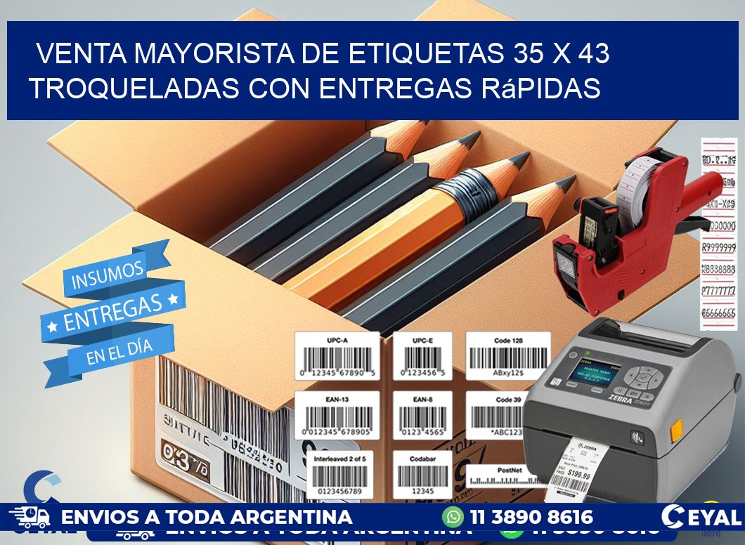 Venta mayorista de etiquetas 35 x 43 troqueladas con entregas rápidas