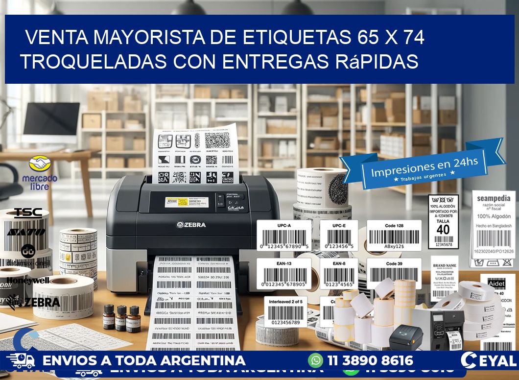 Venta mayorista de etiquetas 65 x 74 troqueladas con entregas rápidas