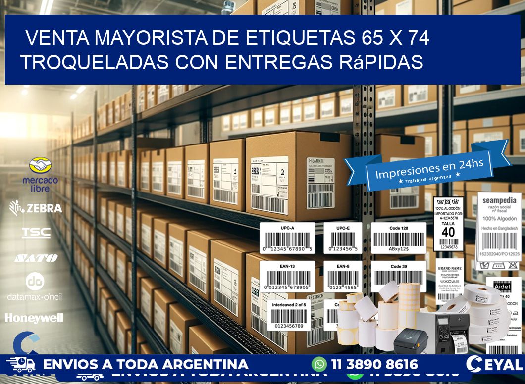 Venta mayorista de etiquetas 65 x 74 troqueladas con entregas rápidas