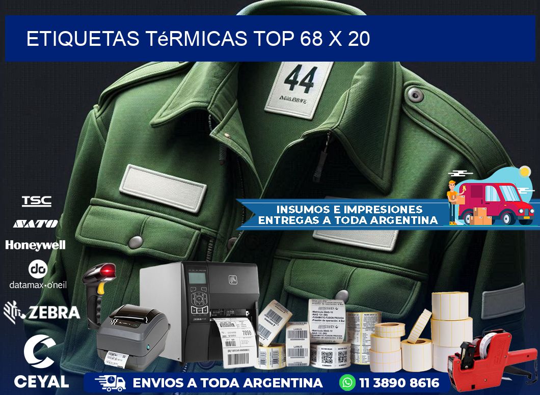 etiquetas Térmicas top 68 x 20