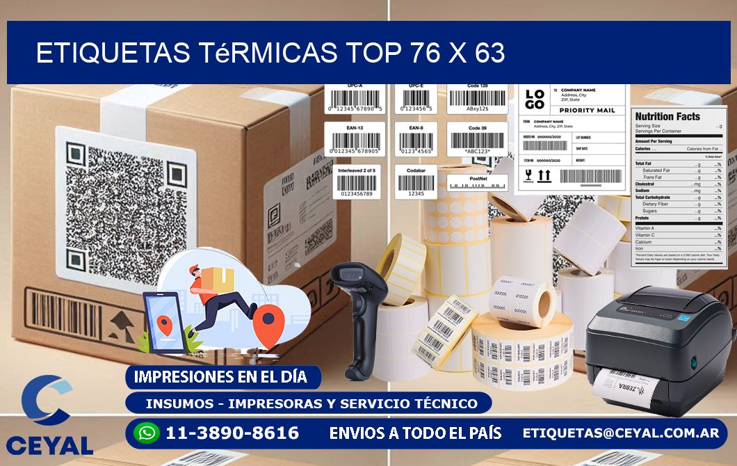 etiquetas Térmicas top 76 x 63