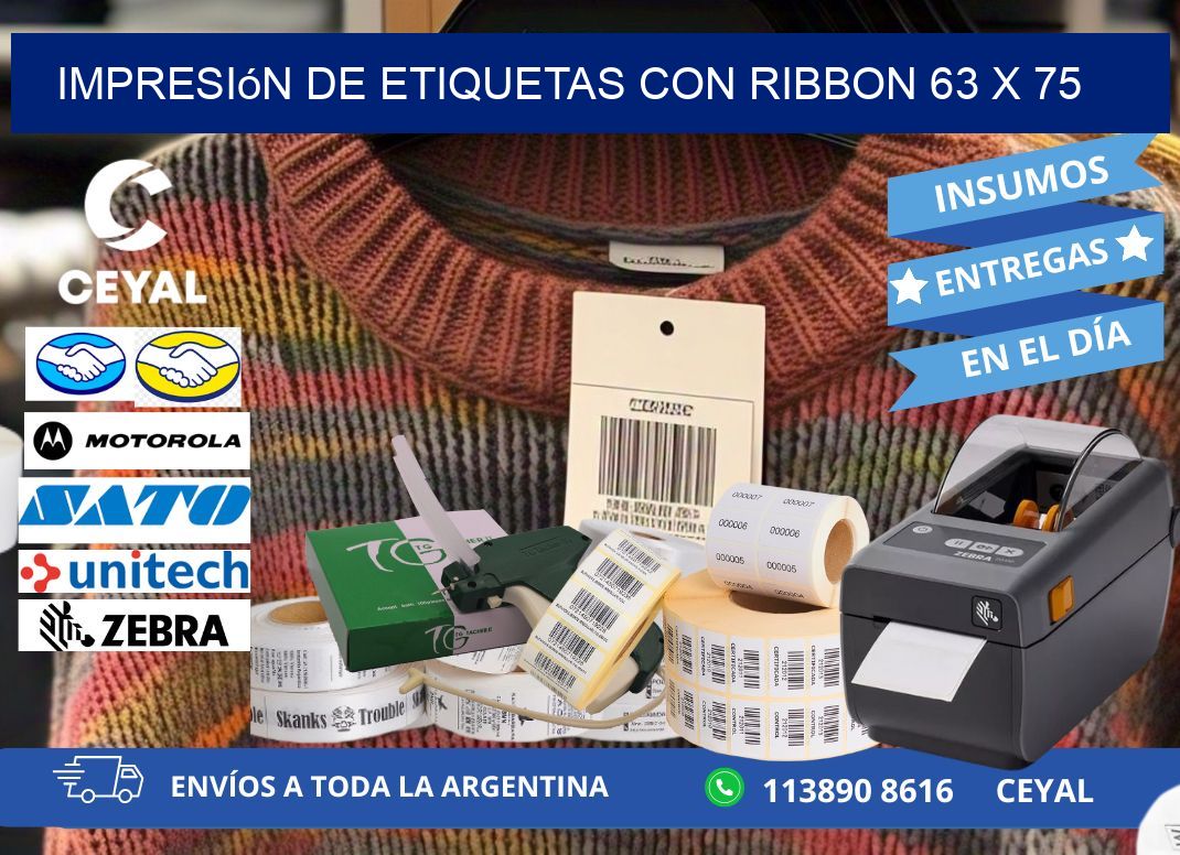 impresión de etiquetas con ribbon 63 x 75