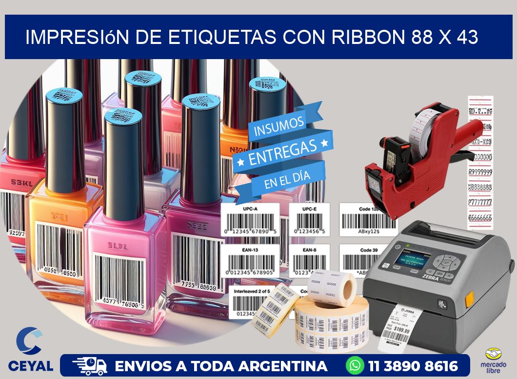 impresión de etiquetas con ribbon 88 x 43