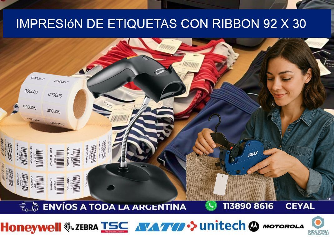 impresión de etiquetas con ribbon 92 x 30