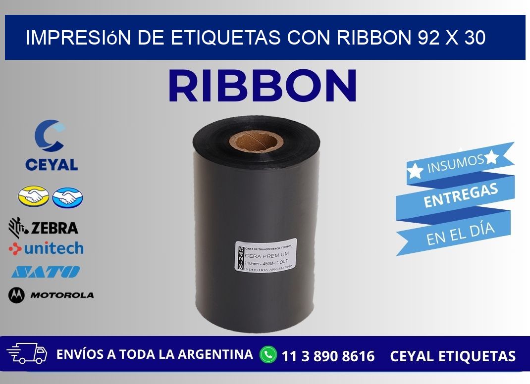 impresión de etiquetas con ribbon 92 x 30