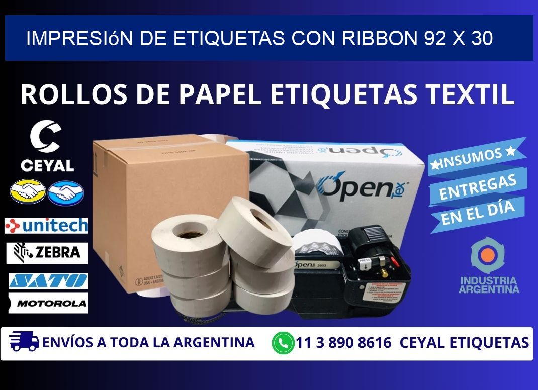 impresión de etiquetas con ribbon 92 x 30