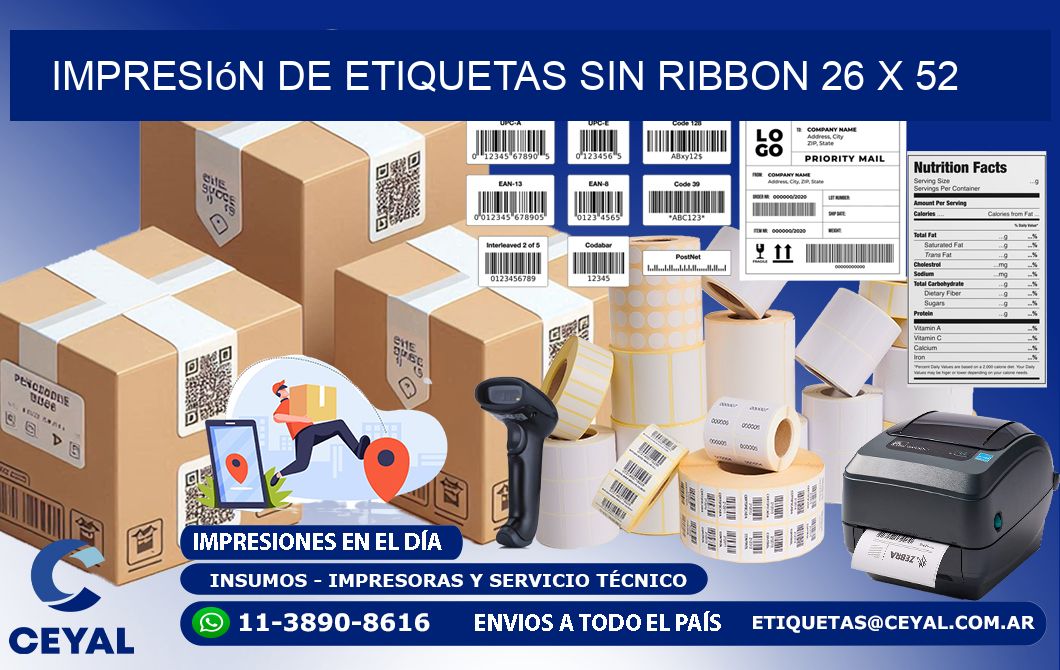 impresión de etiquetas sin ribbon 26 x 52