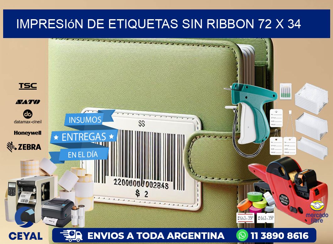 impresión de etiquetas sin ribbon 72 x 34