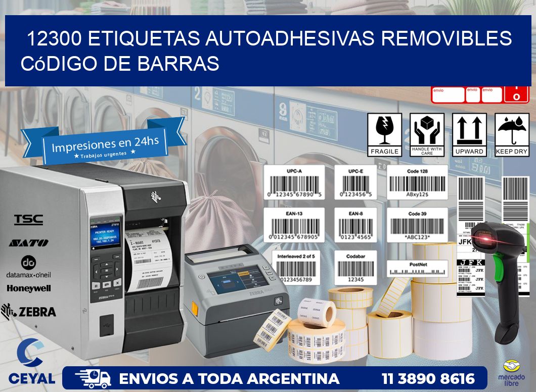 12300 etiquetas autoadhesivas removibles código de barras