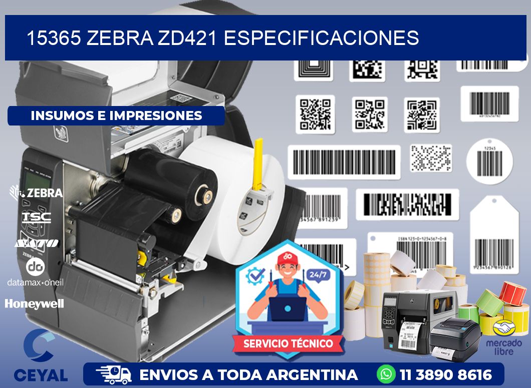 15365 Zebra ZD421 especificaciones