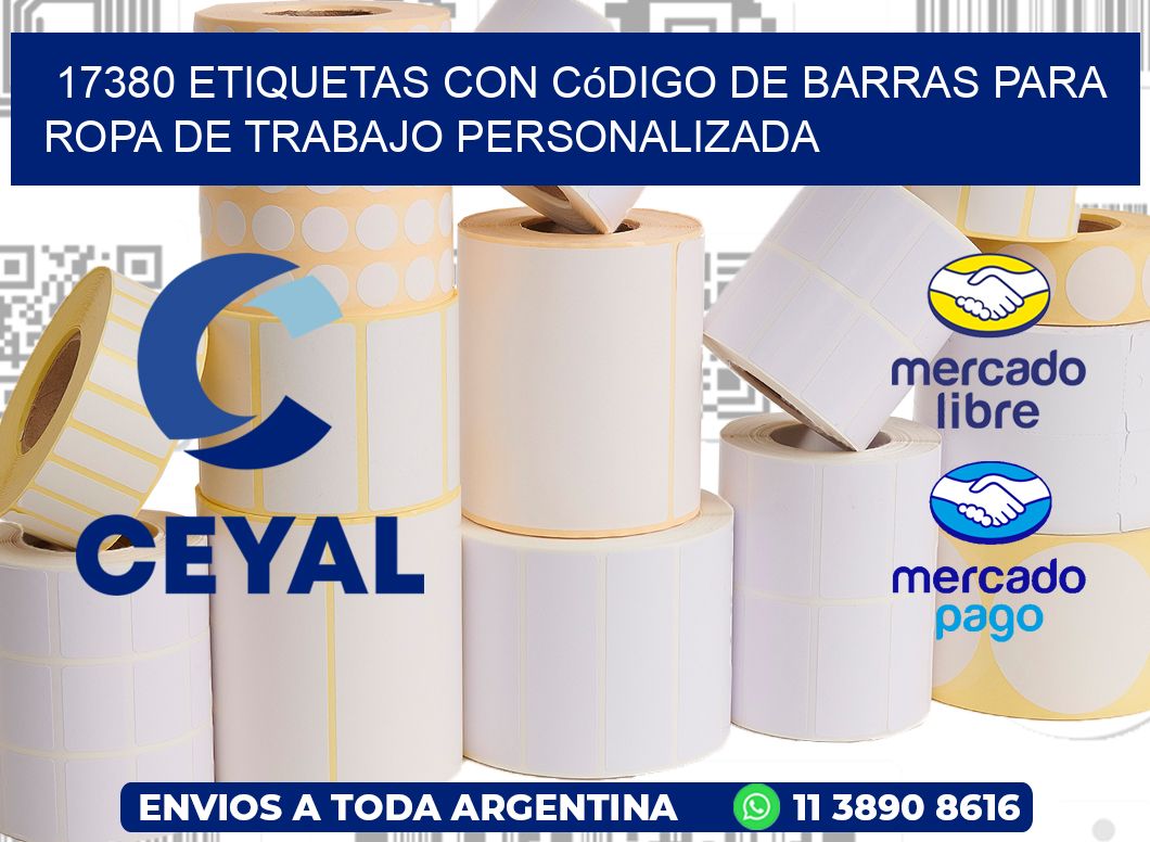 17380 Etiquetas con código de barras para ropa de trabajo personalizada