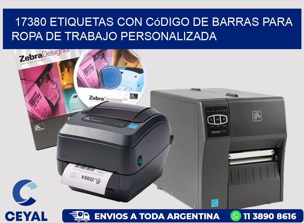 17380 Etiquetas con código de barras para ropa de trabajo personalizada