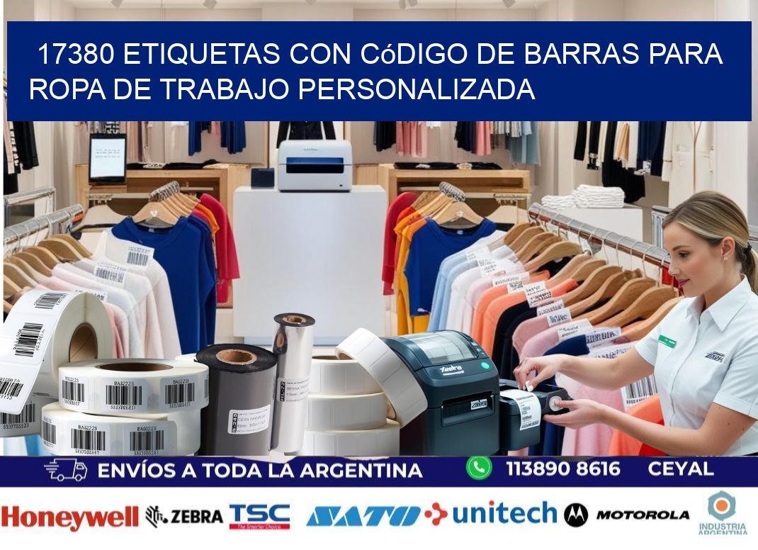17380 Etiquetas con código de barras para ropa de trabajo personalizada