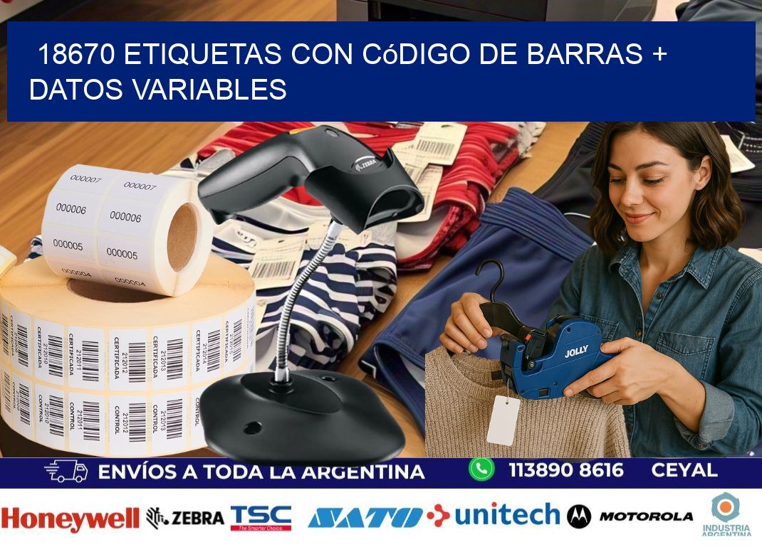 18670 etiquetas con código de barras + datos variables