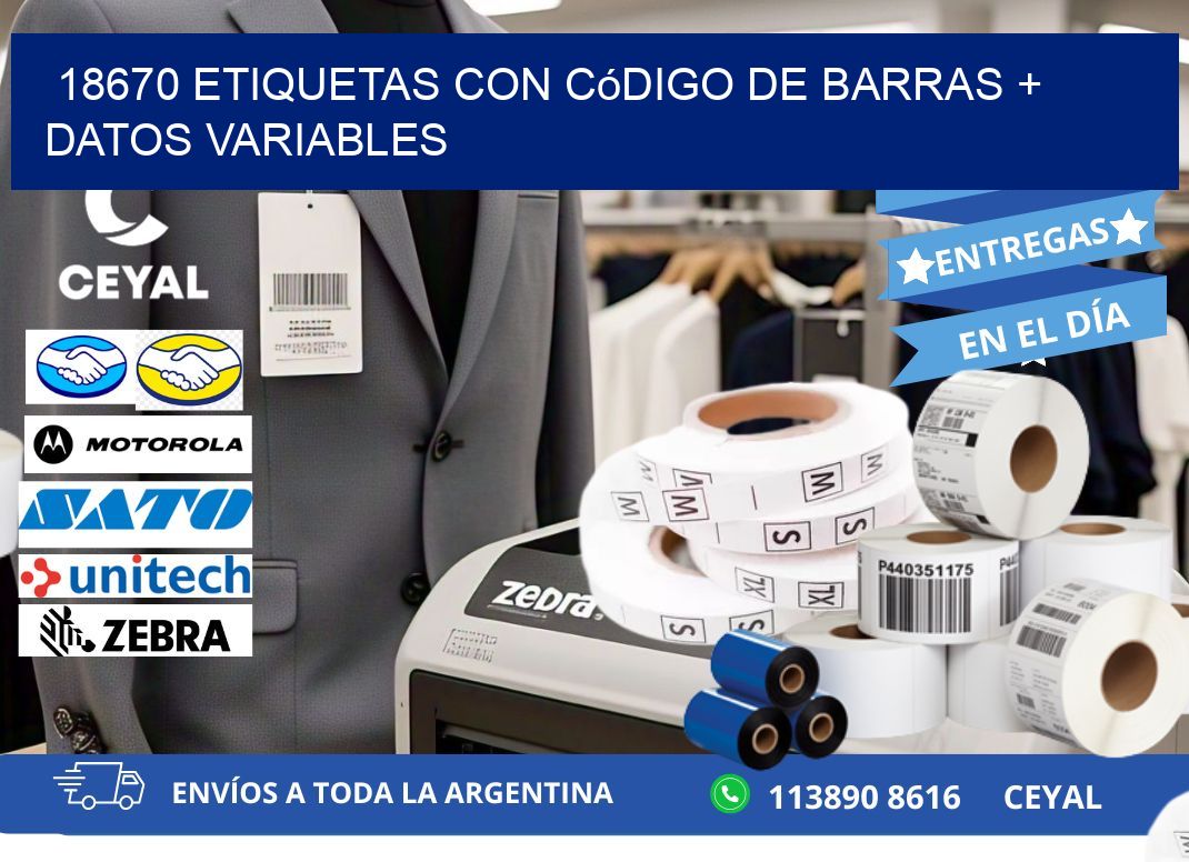 18670 etiquetas con código de barras + datos variables