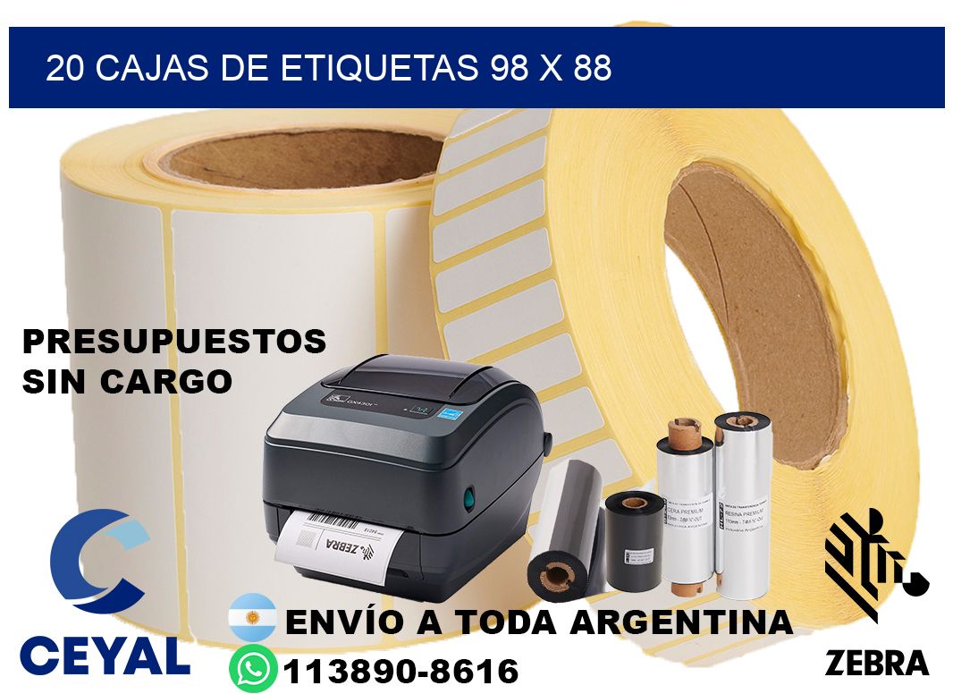 20 cajas de etiquetas 98 x 88