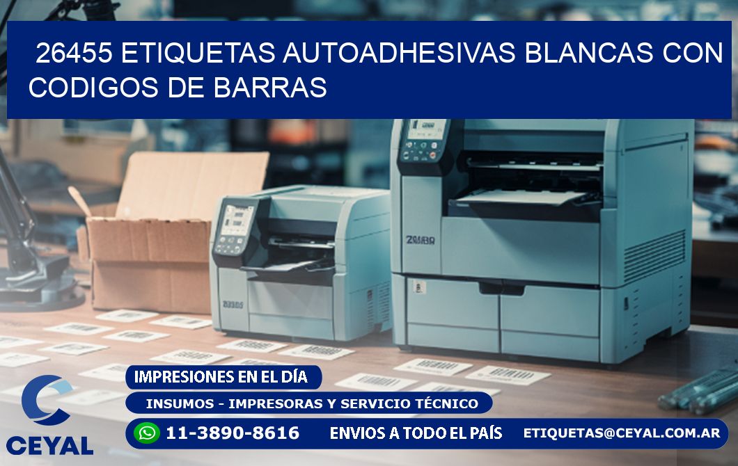 26455 etiquetas autoadhesivas blancas con codigos de barras