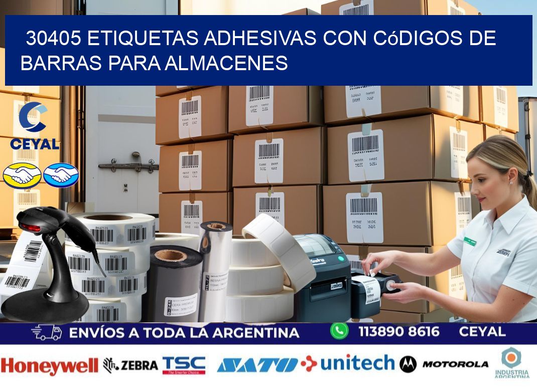 30405 etiquetas adhesivas con códigos de barras para almacenes