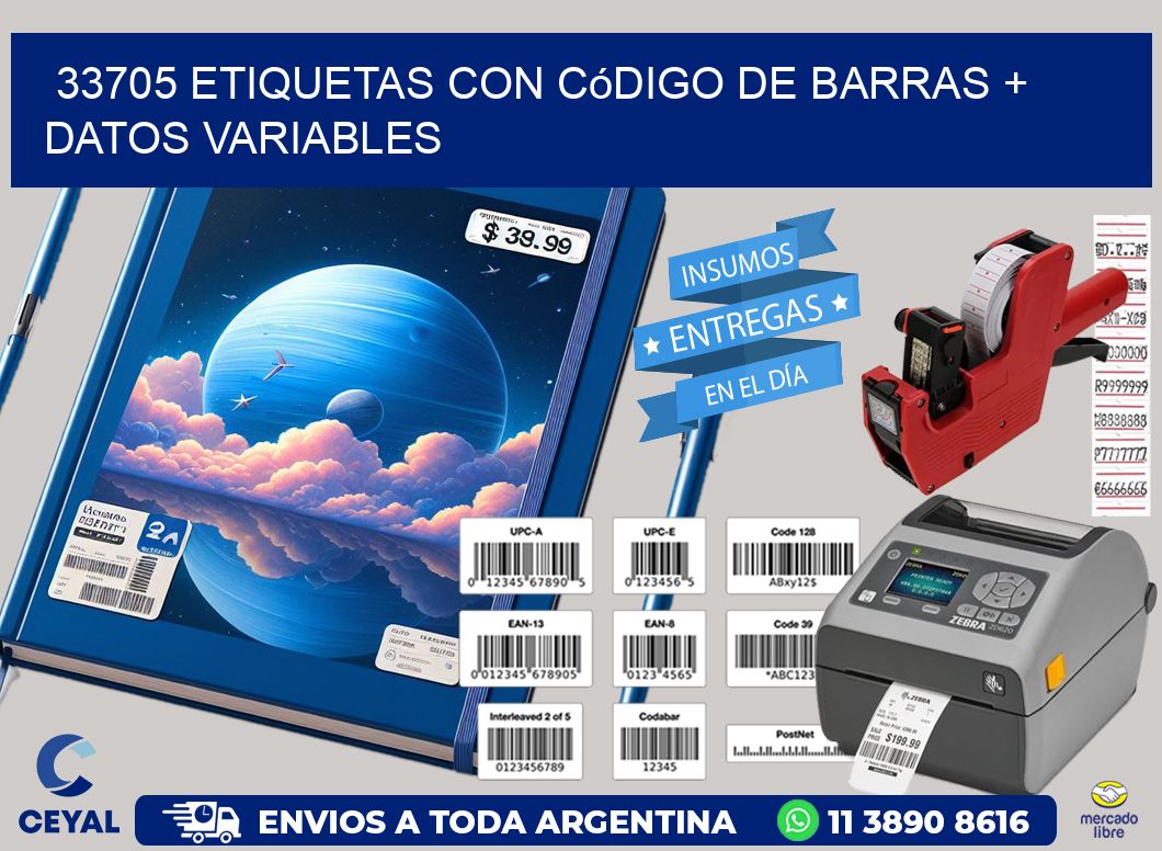 33705 etiquetas con código de barras + datos variables