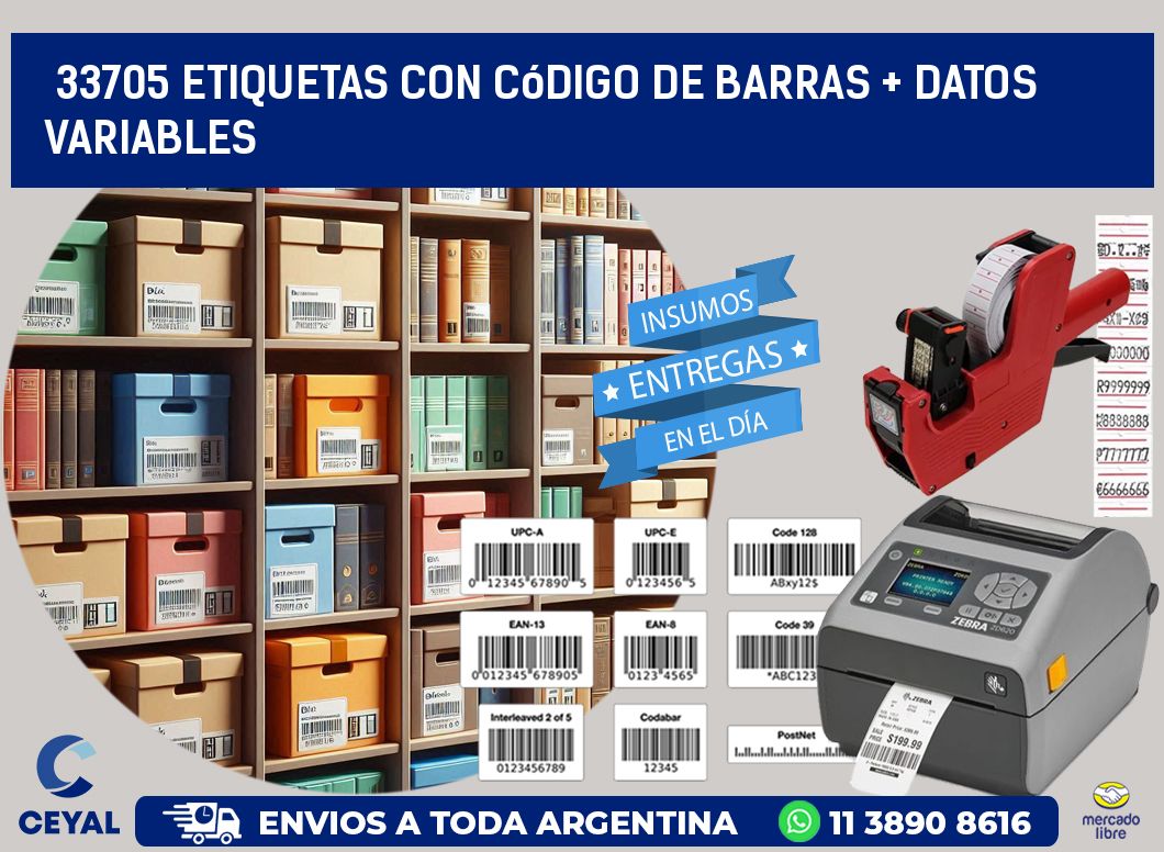 33705 etiquetas con código de barras + datos variables